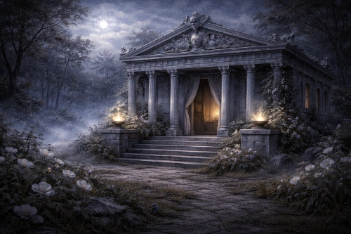 Cabin 15 at Camp Half-Blood inspired by Hypnos and dream symbolism