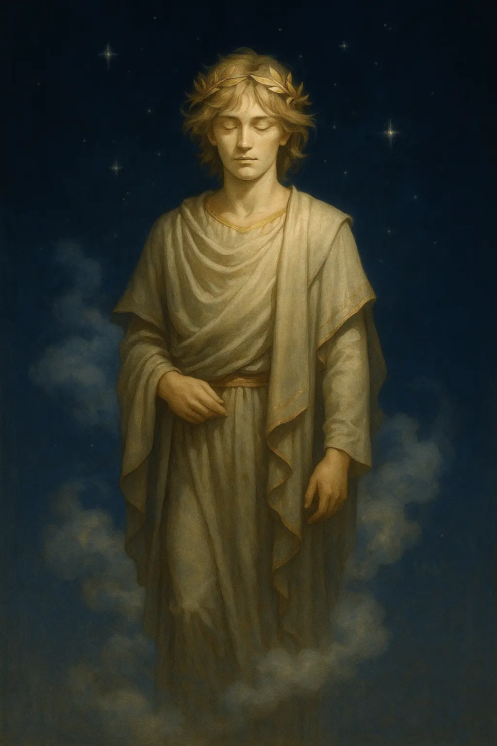 Hypnos, God of Sleep - Peaceful deity with wings and poppy flowers